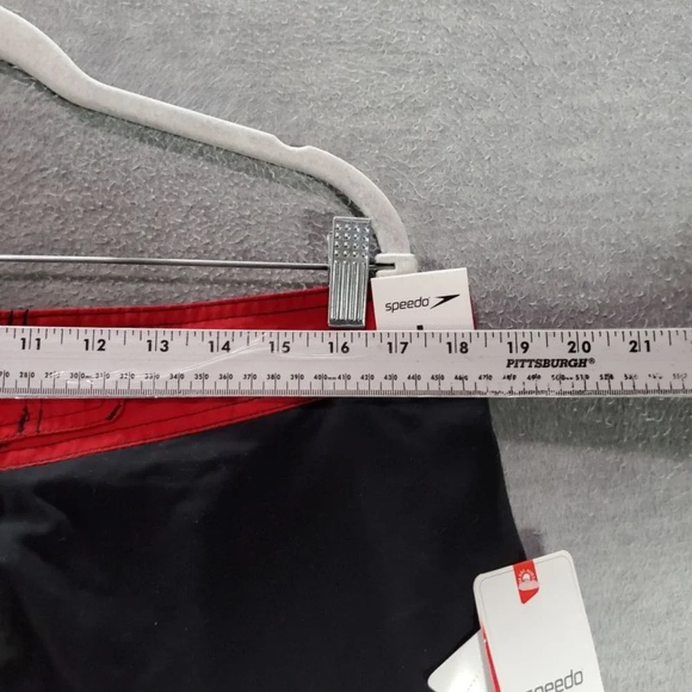 Speedo‎ Men Swimwear Large Red Trunks Pockets Speedry High Rise 10